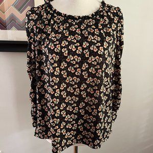 Max Studio Black Floral Long-sleeved Blouse M